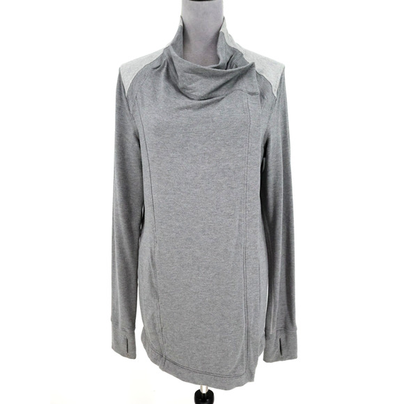 Lululemon Jacket Womens 10 Gray Coast Easy Wrap Stretch Knit Cowl Athleisure - Picture 1 of 14